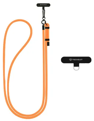 Produktbild von Techsuit - Rope Crossbody Strap universelles Handyband, Karabinerhaken, geflochtenes Nylon, strapazierfähig, verstellbar - kürbisorange