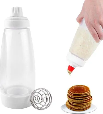 Produktbild von Famanu Teigportionierer 1000 ml mit Schale und Rührbesen - ideal für Pfannkuchen, Muffins, Crêpes und Waffeln