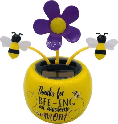 Produktbild von Solar-Wackelblume mit Biene Design, bewegt sich durch Sonnenlicht, 11,5 cm Höhe