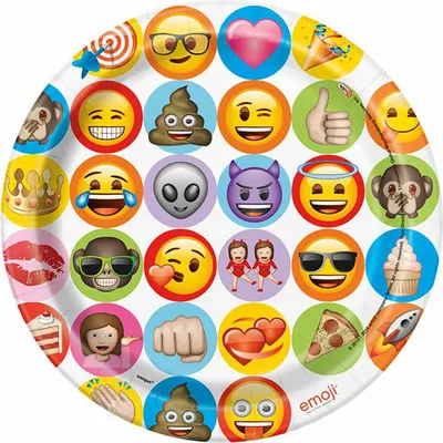 Immagine prodotto di Piatto di carta "Emoji Celebration" | Ø23cm/8pz.
