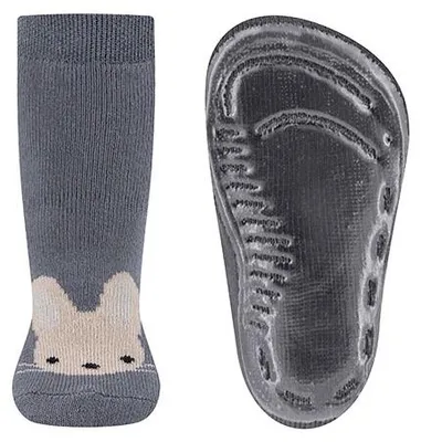 Produktbild von Rutschfeste Kindersocken mit Hase - Stahlgrau - 27-28