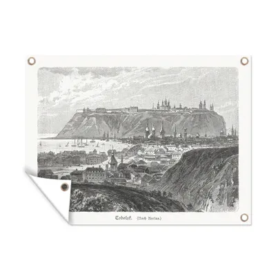 Obrázek produktu pro MuchoWow® Zahradní plakáty - Ilustrace leteckého pohledu na Ťumeň v Rusku - 120x160 cm - Zahradní dekorace