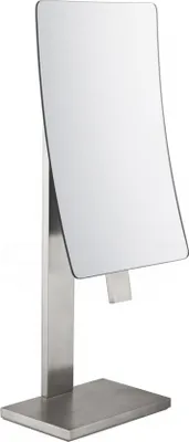 Produktbild von DEUSENFELD SKQ50EG - Echt EDELSTAHL Stand Kosmetikspiegel "QUADRO", eckig, 5x Vergrößerung + Normal, 21,1x13,2cm, schwere Qualität, matt gebürstet