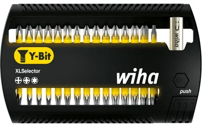 Image de Wiha Bit Set XLSelector Y-Bit 31 pcs. I 25 mm I PH, PZ, TORX 1/4" C6,3 I Porte-embout magnétique I Vissage de vis en forme de Y (41832)