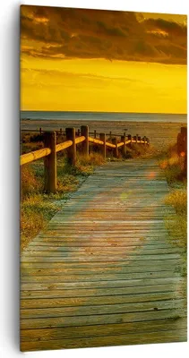 Produktbild von Bild auf Leinwand - Leinwandbild - Fußgängerbrücke Strand Urlaub Sonne - 65x120cm - Wand Bild - Wanddeko - Leinwanddruck - Bilder - Kunstdruck - Leinwand bilder - Wandkunst - PA65x120-2786