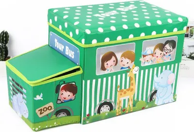 Produktbild von RHP Sitzbox Kinder, Staubox m. Deckel, faltbar 50L Grün Tour Bus