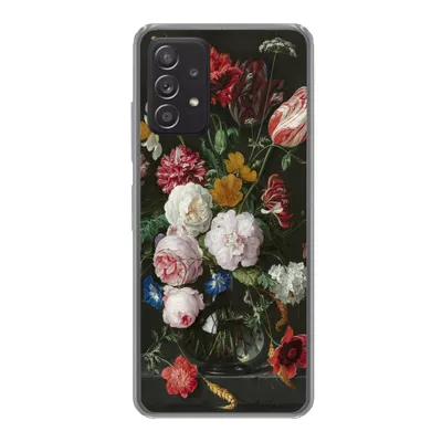 Produktbild von MuchoWow® Handyhülle Schutzhülle Hülle für Samsung galaxy a73 Stilleben mit Blumen in einer Glasvase - Gemälde von Jan Davidsz. de Heem Silikon Softcase Handy Hülle - Handyhülle