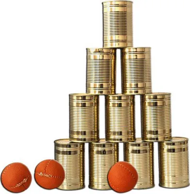 Produktbild von Dosenwerfen mit 10 kleinen Dosen und 3 kleinen Bällen (7 cm)