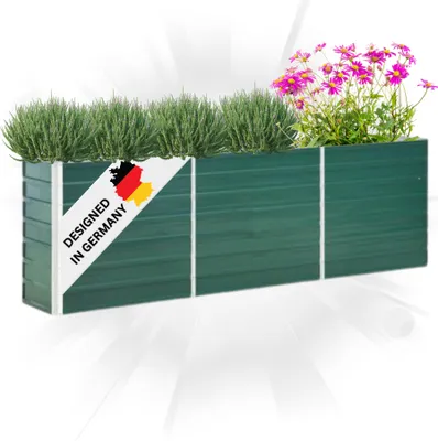 Produktbild von DELUKE® Hochbeet für Garten OSKAR Grün | 240x40x77cm | Verzinkter Stahl | Wetterfest | Gartenbeet Kräuterbeet Blumenbeet Beet hoch Frühbeet für Garten Gemüsebeet