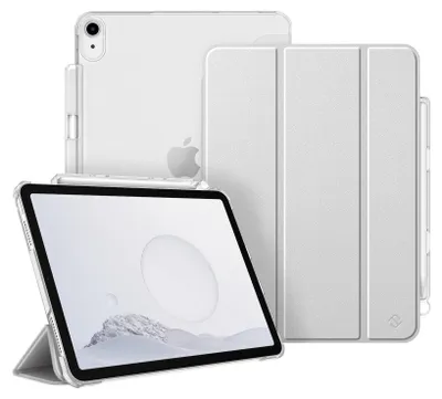 Produktbild von Fintie Hülle für iPad Air 11 Zoll (M4/M3/M2, 2026/2025/2024), iPad Air 5 2022/4 Generation 2020 10.9 Zoll mit Stifthalter, ultradünne leichte Schutzhülle Case mit transparenter Rückseite, Silber