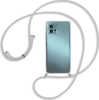 Produktbild von Handykette Backcover-Schutzhülle mit Band (Metall silberfarben) für Motorola Moto G72 (6.55'') - silbergrau