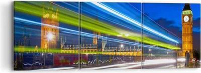 Produktbild von Bild auf Leinwand - Leinwandbild - London Parlamentsgebäude Big ben - 90x30cm - Wand Bild - Wanddeko - Leinwanddruck - Bilder - Kunstdruck - Wanddekoration - Leinwand bilder - Wandkunst - CA90x30-1446