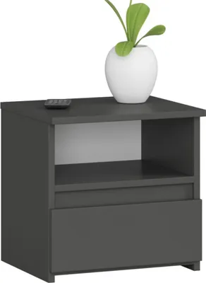 Image de Table de chevet VALESTRA avec étagère - gris foncé