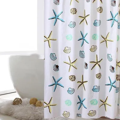 Produktbild von Famanu Duschvorhang Schimmelbeständig - Blau Nautisch - 220 cm