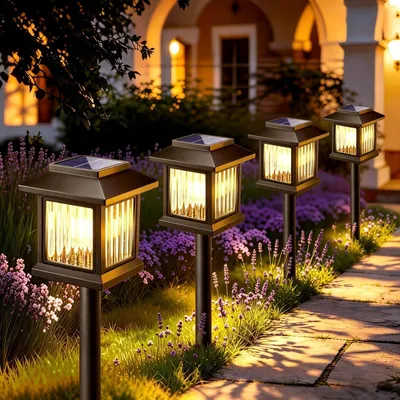 Solar-Gartenleuchten 6er-Set, warmweiß, IP65, Standleuchte für Außen
