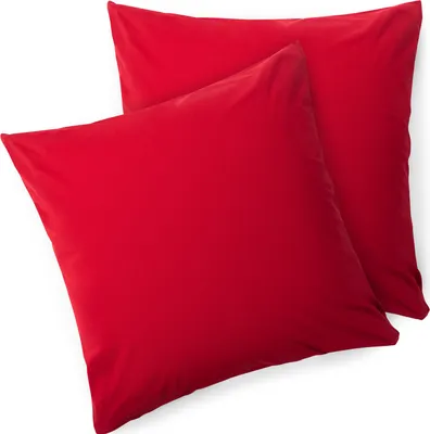 Produktbild von Blumtal Kissenbezug 50x50 cm (2er Set Kissenbezüge) - Rot - 100% Baumwoll-Jersey mit Reißverschluss