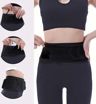 Produktbild von Breiter Laufgürtel – atmungsaktives Strickmaterial – Unisex – Fitness-Laufgürtel – Schlüsselanhänger – Training im Fitnessstudio – Wandern – Größe S.
