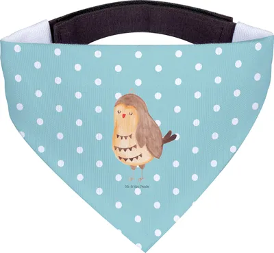 Produktbild von Mr. & Mrs. Panda Tuch Eule Zufrieden - Türkis Pastell - Geschenk, Schal Für Hunde, Waldtier, Hundehalstuch, Romantisch, Halstuch, glücklich, Hundeschal, Hochzeitstag, Owl