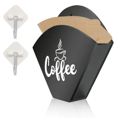 Produktbild von Kaffeefilterhalter Kaffeefilterbox - Holz - Schwarz - 19 x 17 x 3,8 cm - Für Küche und Arbeitsplatte