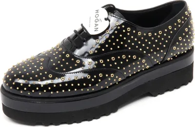 Produktbild von B8813 klassische HOGAN CLUB H308 schwarze Schuhe mit goldenen Nieten Schuh Frau