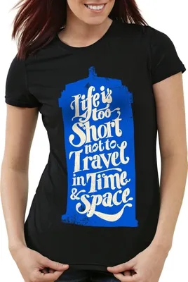 Produktbild von style3 Time Box T-Shirt Damen zeitreise serie polizei notrufzelle, Farbe:Schwarz, Größe:S