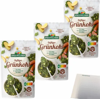 Produktbild von Spreewaldhof Grünkohl Fix und Fertig mit Kartoffelstückchen und Schmalz 3er Pack (3x400g Packung) + usy Block