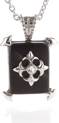 Produktbild von Edelstahl Anhänger KREUZ 1 Sten mit Onyx Und Edelstahl Kette YINP066 - 55 Zentimeter