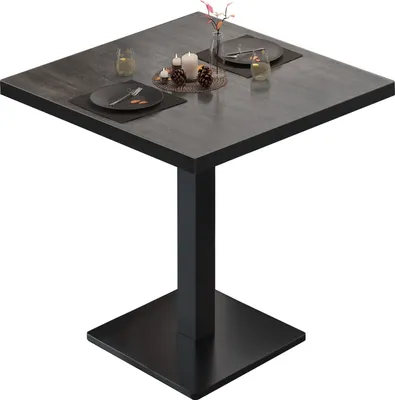 Produktbild von BM | Bistrotisch | B:T:H 80 x 80 x 75 cm | Wenge / Schwarz | Quadratisch | Schwarzer Rand | Bistro Tisch Esstisch