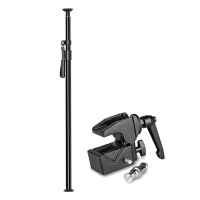 Produktbild von Walimex pro Autopole 220-380 cm inkl. Superklemme und Spigot – 45 x 127 x 2160 mm – max. Traglast 15 kg – Aluminium – für Hintergründe, Leuchten – zum Einspannen zwischen Boden und Decke