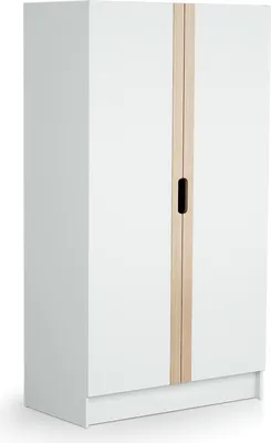 Produktbild von AT4  Kinderkleiderschrank mit 2 Türen aus weißem und lackiertem BuchenHolz 96 x 51 x 176 cm | 1 Kleiderschrank, 7 Einlegeböden, davon 4 verstellbar, und Stauraum unten