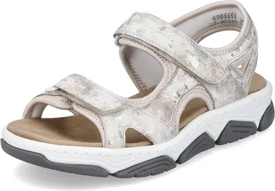 Produktbild von Rieker Damen Sandalen 27201-36, 27201-37, 27201-38, 27201-39, 27201-40, 27201-41, 27201-42 RIE-69066 beige/silver/creme 38