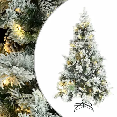 Immagine prodotto di Albero di Natale con luci, neve e pigne 195 cm PVC&PE
