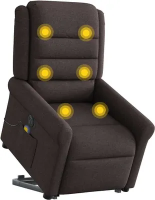 Imagen del producto de Sillón de masaje eléctrico con función de ayuda para levantarse, color marrón oscuro, tapizado en tela