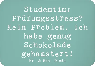 Produktbild von Mr. & Mrs. Panda Kühlschrankmagnet Spruch Studentin Schokoladenliebe - Meeresbrise - Geschenk, Selbstfürsorge, Durchhaltevermögen, Beruf, Berufsgestaltung, haftmagnet