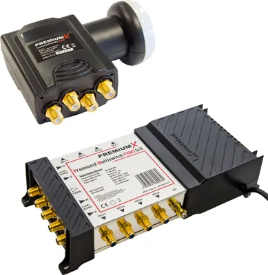 Produktbild von PremiumX Multischalter PXMS-5/8 mit Netzteil Deluxe Quattro LNB 0,1dB 4K 8K