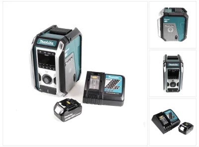 Zdjęcie produktu dla Makita DMR 115 RF1 – radiotelefon budowlany z akumulatorem 12 V – 18 V, Bluetooth, DAB+, IP65 + 1 akumulator 3,0 Ah + ładowarka