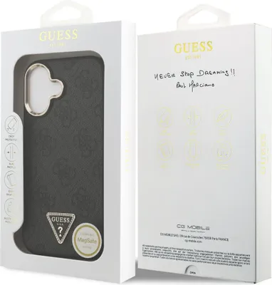 Obrázok produktu pre Puzdro GUESS vhodné pre IPHONE 17 kompatibilné s MagSafe GUHMP17SP4GTDGMK (4GPolyuretánW/ Triangle Logo) gold black