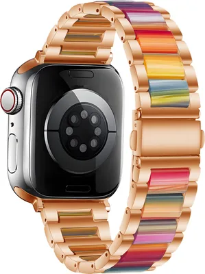 Produktbild von Strap-it Apple Watch Stahl-Harzarmband (Roségold/Bunt) - Große: 38 - 40 - 41mm