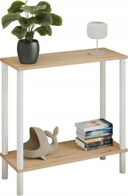 Zdjęcie produktu dla Konsola loft z półką 80x30x80 cm metalowa biała do przedpokoju