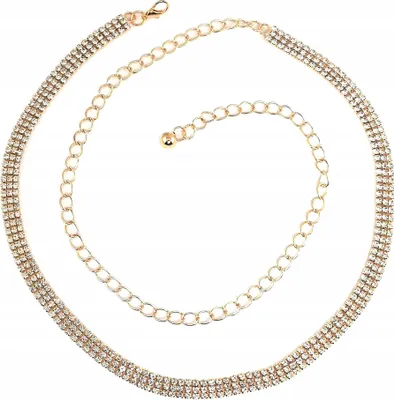 Produktbild von Dekorativer Damengürtel für Kleider, Metallkette, elegantes Gold