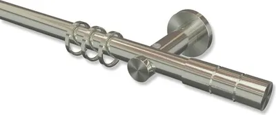 Produktbild von Interdeco Gardinenstange, Vorhangstange Edelstahl-Optik Modell Platon Elanto, 20 mm Ø 1-läufig, 200 cm