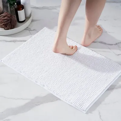 Produktbild von Badvorleger Badteppich Duschvorleger - Mikrofaser - Weiß - 40 x 60 cm - Saugfähig und rutschhemmend