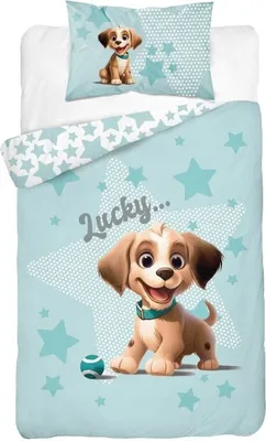 Produktbild von DETEXPOL Bambusbettwäsche Merry doggy grün Baumwolle, Bambus, 100/135, 40/60 cm