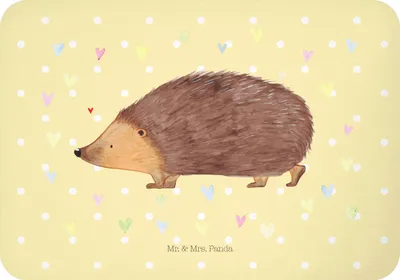Produktbild von Mr. & Mrs. Panda Kühlschrankmagnet Igel Herzen - Gelb Pastell - Geschenk, holzmagnet, haftmagnet, Vertrauen, Leben, Herz, Lustige Sprüche, Liebe, Pinnwandmagnet, magnet