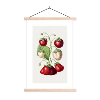 Produktbild von MuchoWow® Textilposter Erdbeere - Obst - Lebensmittel 60x90 cm mit holzfarbenen Rahmen - Textil