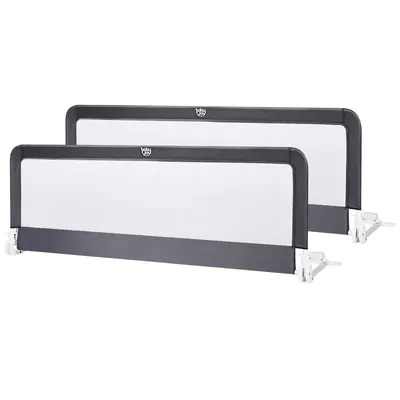 Produktbild von GOPLUS 150 cm Bettgitter, Faltbares Babybettgitter, Bettschutzgitter mit Stahl-Rahmen, mit Sichtbarem Netz, für Sicherheit beim Schlafen, für Kinderbetten, Elternbetten (Grau)