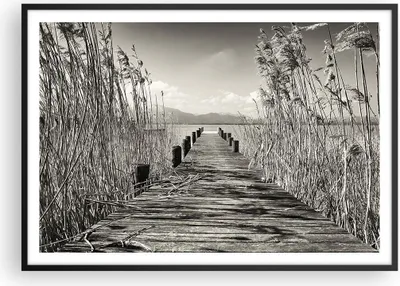 Produktbild von Gerahmtes Poster - Schwarzer Rahmen - Brücke Pier Sepia - 100x70 cm - Wand Bild - Wanddeko - Wandbilder - Kunstposter - Wandposter - Bilderrahmen - Bilder - Kunstdruck - P2BAA100x70-4928