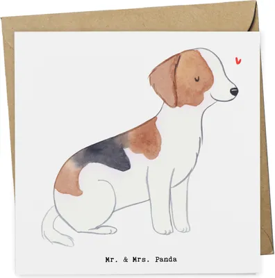Produktbild von Mr. & Mrs. Panda Glückwunschkarte Foxhound Moment - Weiß - Geschenk, faltkarte, Grußkarte, Jagdhund, Klappkarte, doppelkarte, anlasskarte, Laufhund