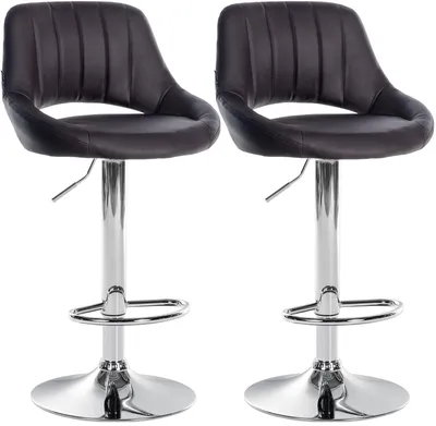 Produktbild von CLP 2er Set Barhocker Milet Kunstleder höhenverstellbar drehbar mit Rückenlehnen braun Material Gestell Metall in Chromoptik
