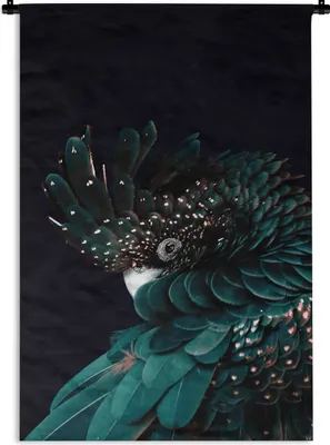 Produktbild von MuchoWow® Wandteppich Wandbehang Kakadu - Vogel - Schwarz 60x90 cm Tapisserie Dekoration Wandtuch - Foto-Teppich - Abwaschbar